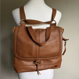 The Sak Saratoga Tobacco Leather Convertible Backpack Crossbody Bag Boho Cowgirl